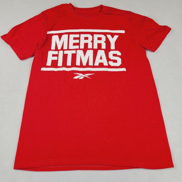 Reebok Merry Fitmas T-Shirt Men's Small Red Christmas Sports - Picture 4 of 8